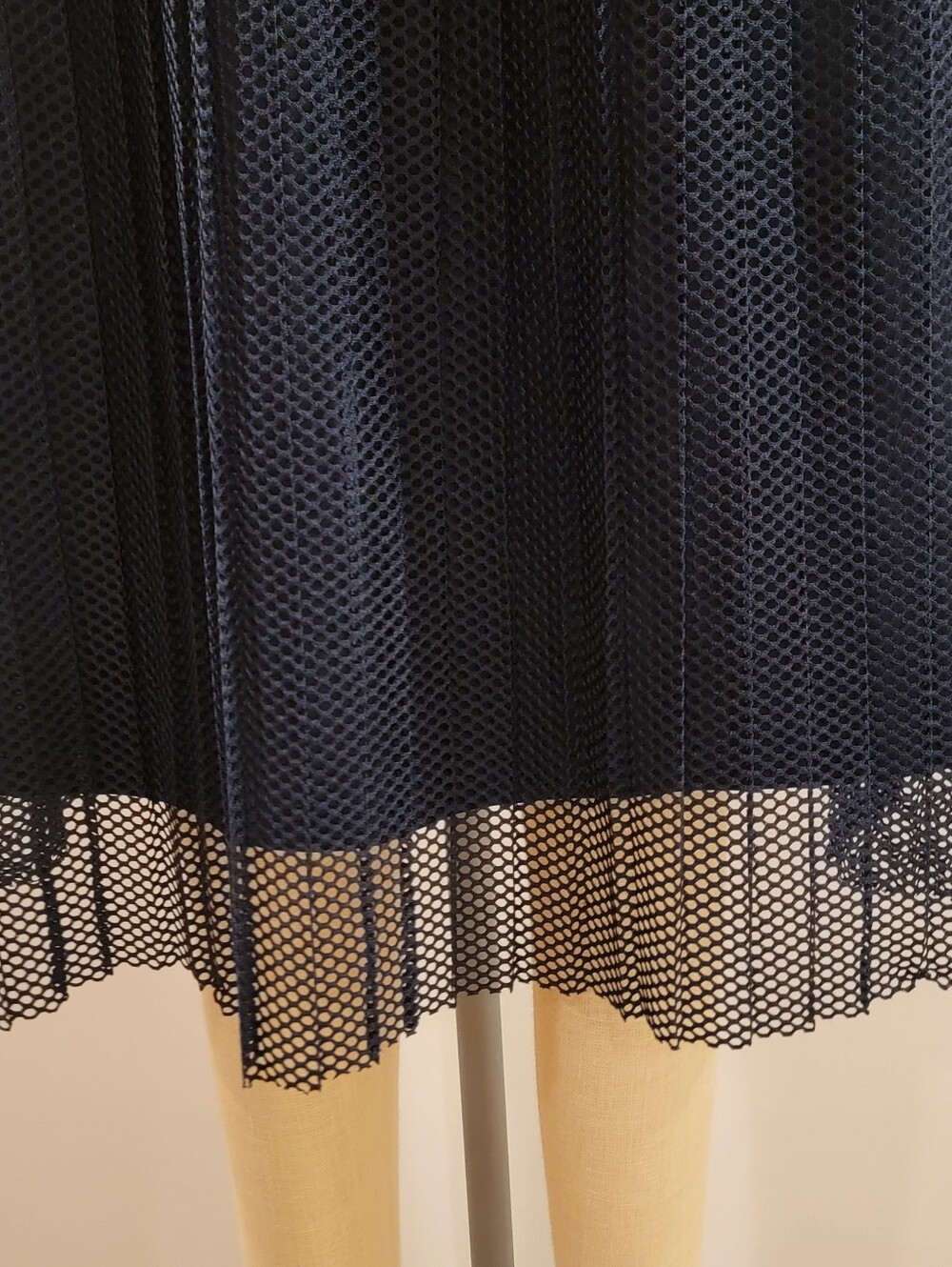 Marc Cain Navy Pleated Mesh Midi Skirt - Picture 2 of 7